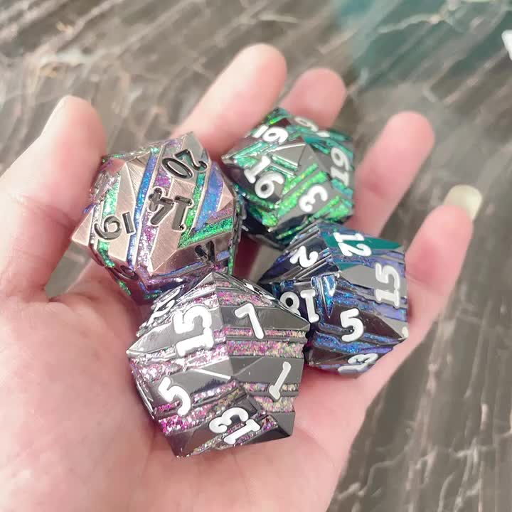 Metal D20 33mm Striped Dice Game Accessories