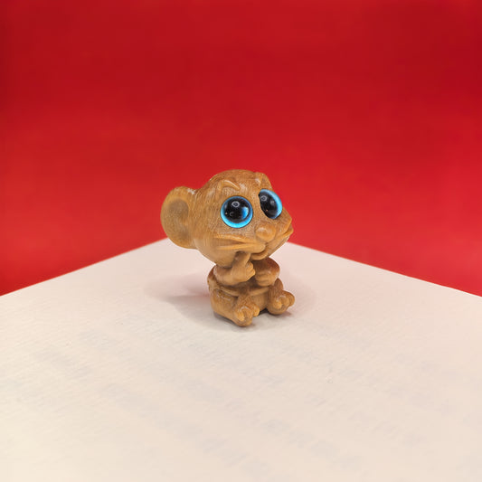 Hand Carved Mouse Statue Expressive Eyes Recycled Wood Mini Decor Gift