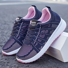 Women's Breathable Woven Sneakers Casual Lace Up Outdoor Shoes