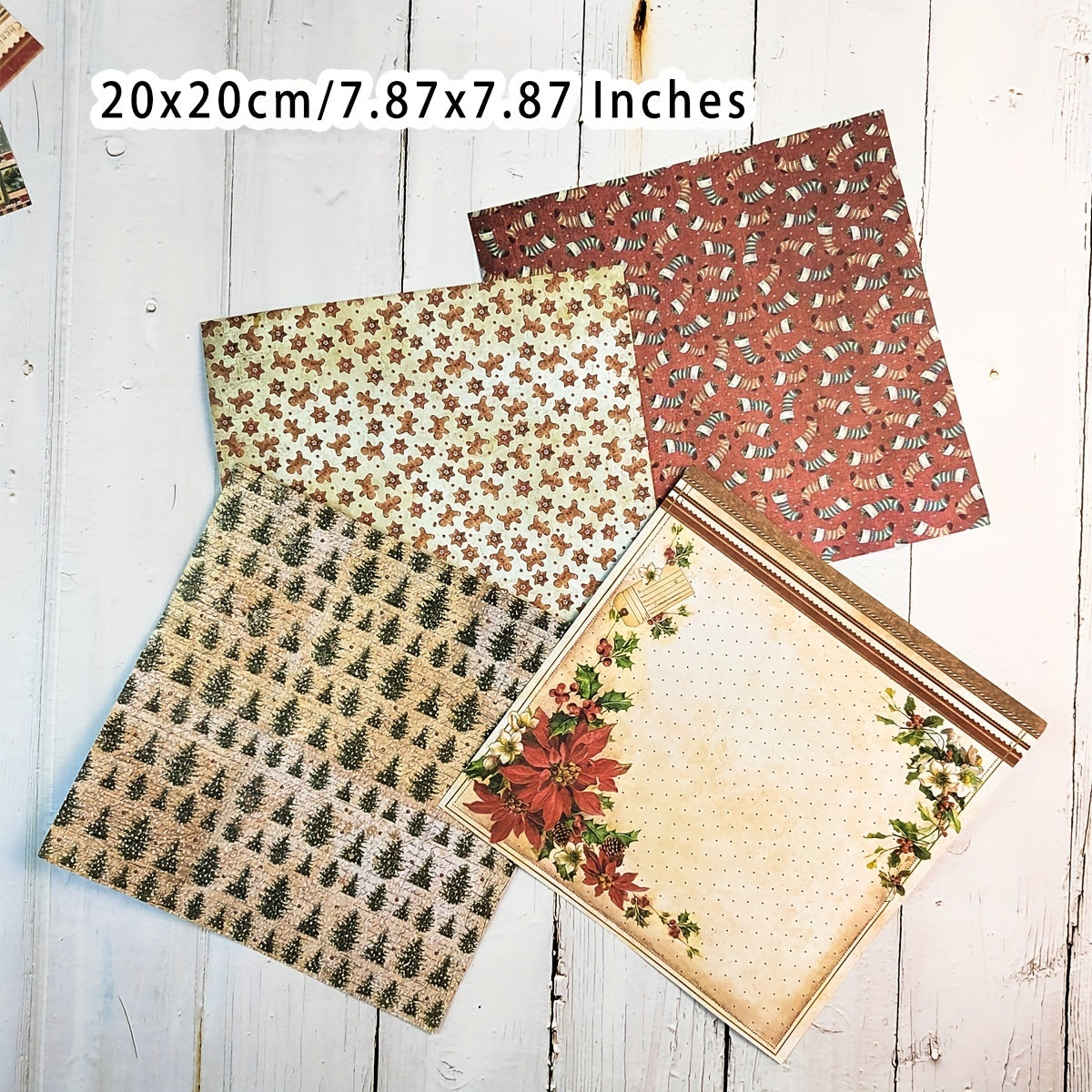 Vintage Merry Christmas Santa Claus Scrapbook Papers - 12pcs Pack