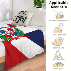 Dominican Flag Pattern Blanket Soft Plush Blanket for Sofa Bed Couch
