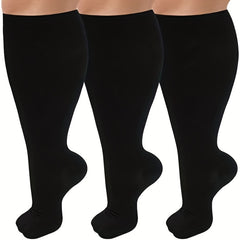 3 Pairs Plus Size XXL 20-30mmHg Compression Knee High Socks