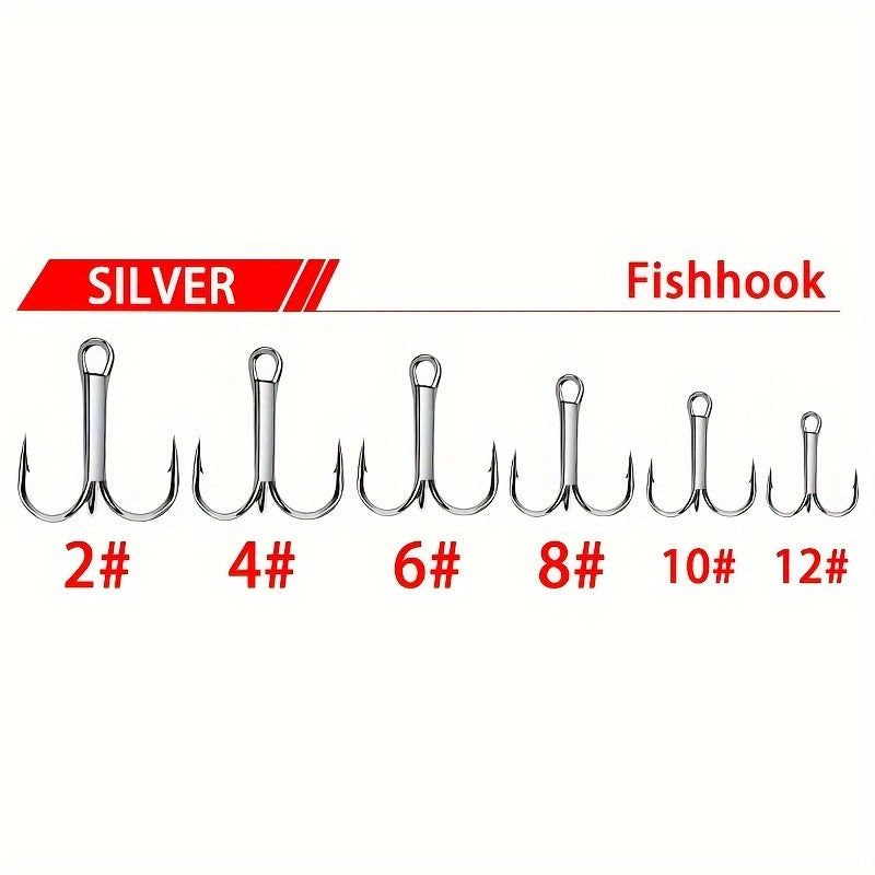 20pcs Outdoor Fishing Treble Hook Three claw Hook Silvery With Barbs