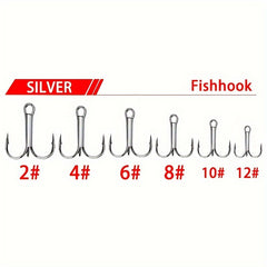 20pcs Outdoor Fishing Treble Hook Three claw Hook Silvery With Barbs
