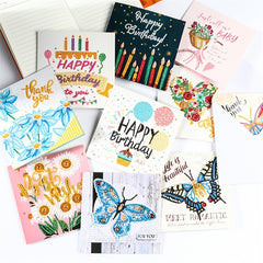 12pcs 5D Diamond Painting Thank You Card Kit with Envelope & Tool 15x24cm