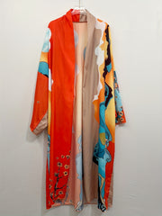 Casual Kimono Women's Painting Print Cover Up
