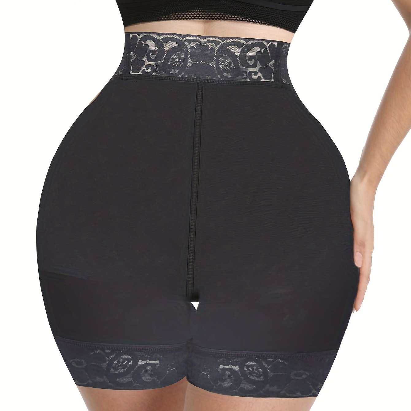 Lace Trim Shaping Shorts High Waist Seamless Tummy Control Shorts