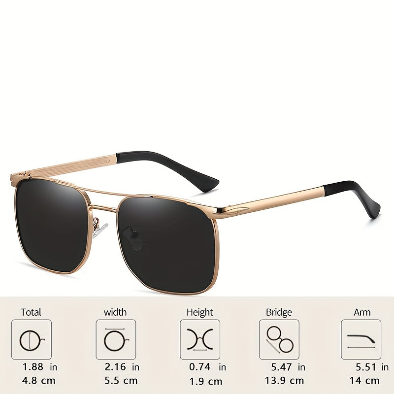 Men's Business Sunglasses UV400 Metal PC Glasses With Case