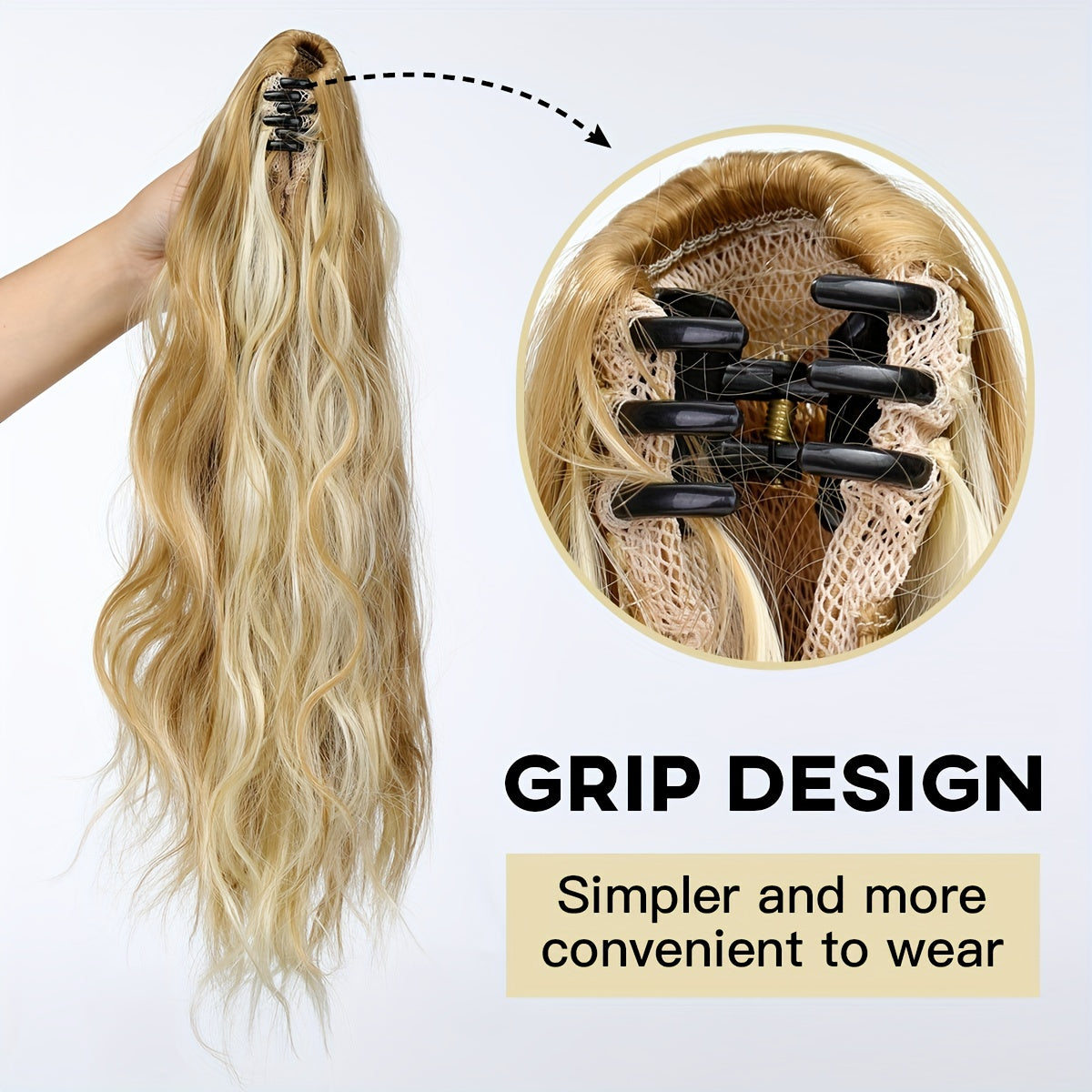 Claw Ponytail Highlight Long Curly Wavy Ponytail Extensions