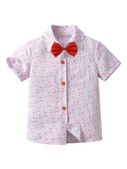 Graffiti Stripe Print Boys Lapel Shirt Summer Casual Top