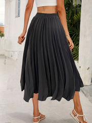 High Waist Pleated Skirt Casual Solid Women's Clothing