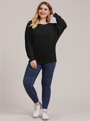Eyelet Embroidered Boat Neck Long Sleeve Sweater