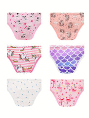 6pcs Girls Triangle Panties Cartoon Print Cotton Underwear Kids Clothes