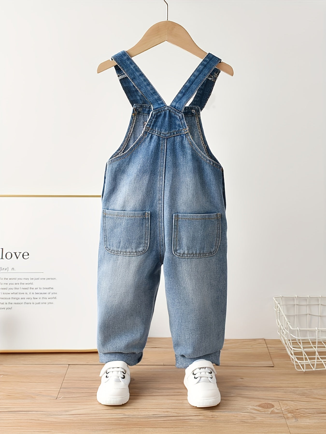 Vintage Style Denim Overalls with Front Pocket