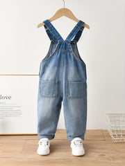 Vintage Style Denim Overalls with Front Pocket