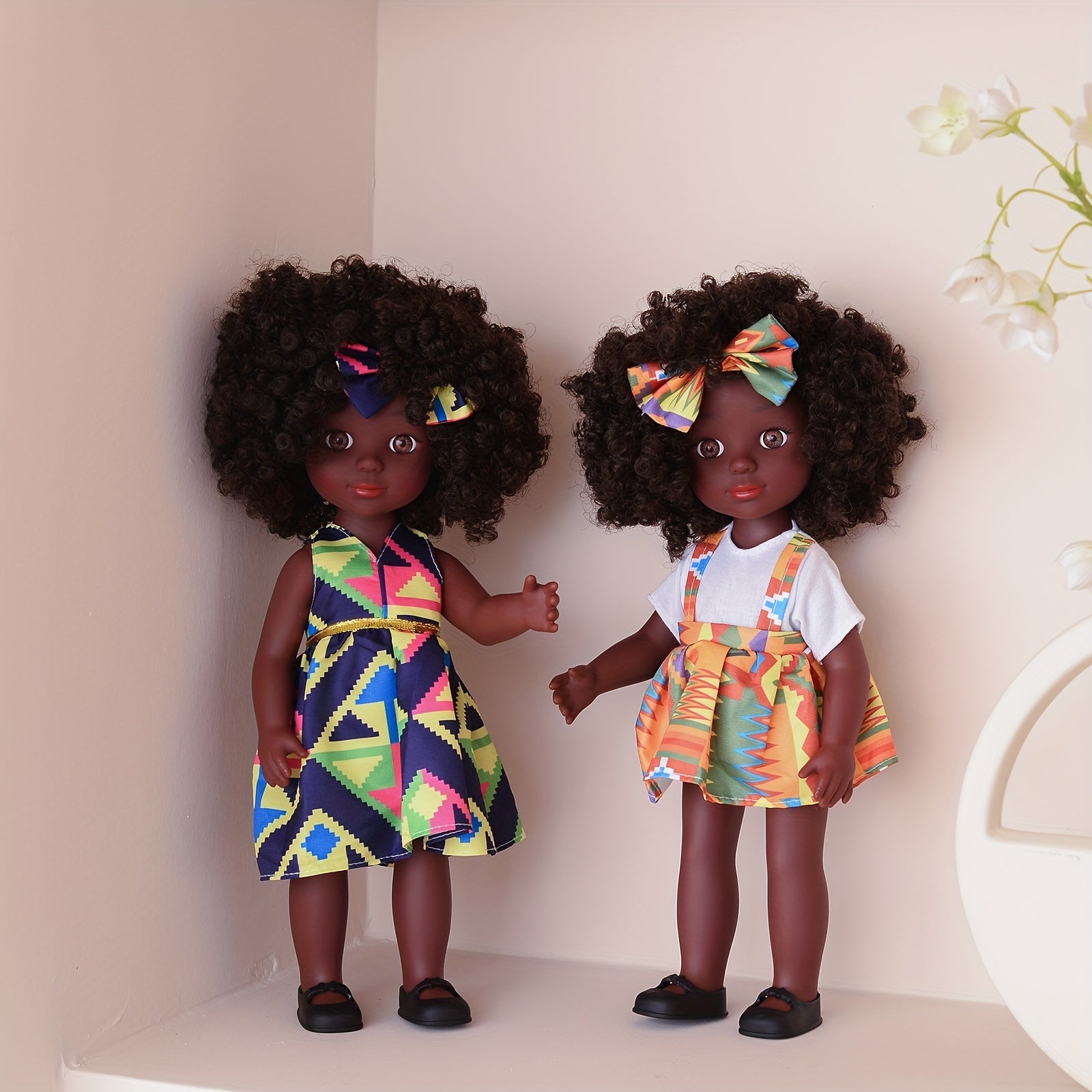 African American Doll Full Set Curly Hair Gift for Girls Halloween Christmas