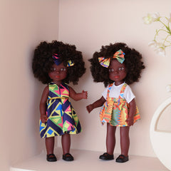 African American Doll Full Set Curly Hair Gift for Girls Halloween Christmas