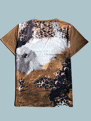 Men's Leopard Print Sports T-shirt Round Neck Tee Shirt