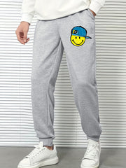 Smile Face Hat Men's Sports Pants Casual Drawstring Jogging Trousers