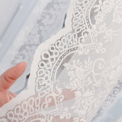 Pastoral Rose Floral Embroidered Sheer Curtain Panels for Bedroom