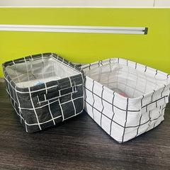 Plaid Pattern Storage Basket Lightweight Versatile Organizer