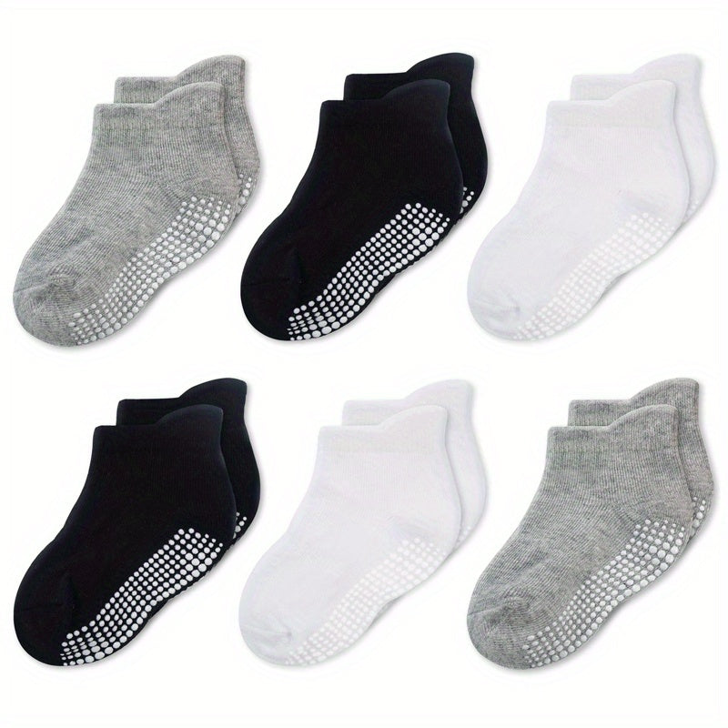 12 Pairs Non Slip Socks With Grippers Ankle Style for Kids