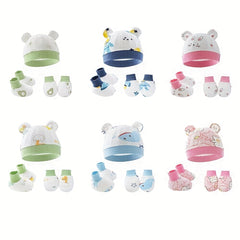 Cute Cartoon Ears Hat Mittens & Socks Set for Baby