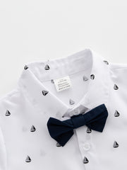 Baby Shirt Long Sleeve Bowtie Cardigan Top Random Print