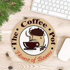 Coffee Pot Gaming Mouse Pad Round Non-Slip Rubber Mouse Pad