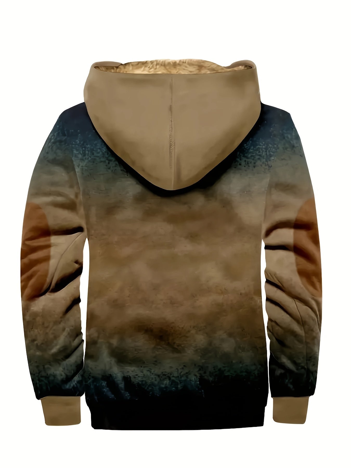 Men's Faith Pattern Gradient Plush Thick Winter Hooded Coat