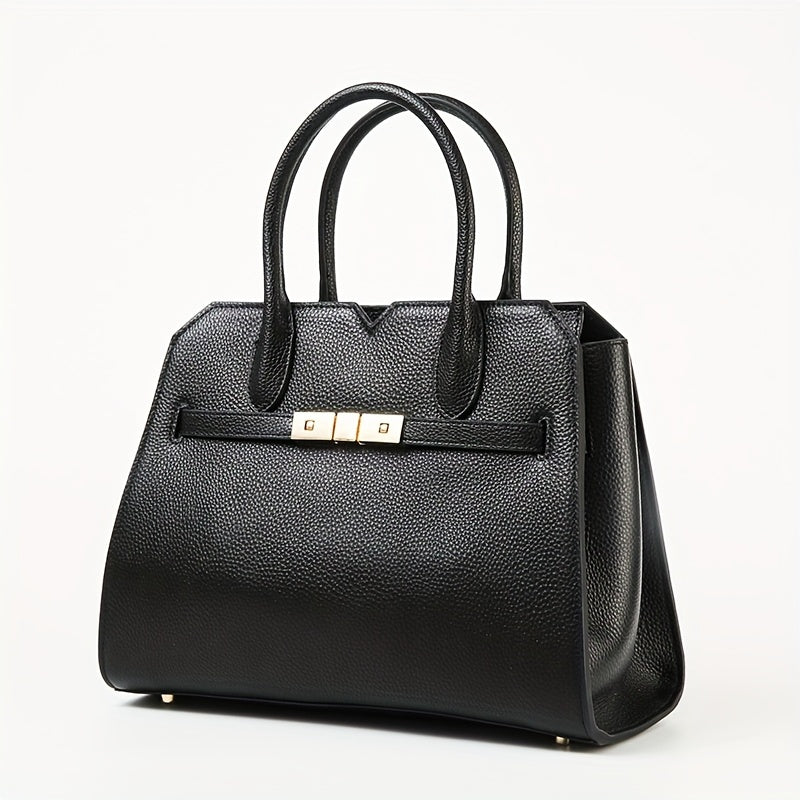 Leather Women's Shoulder Bag with Detachable Strap Grey