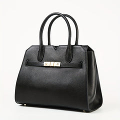 Leather Women's Shoulder Bag with Detachable Strap Grey