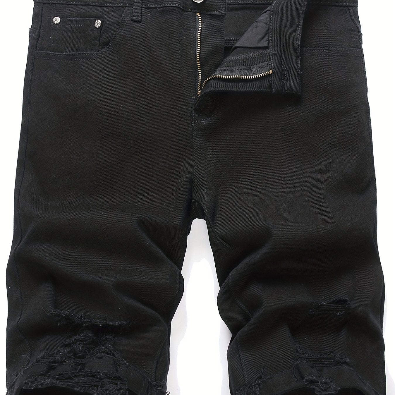 Men's Ripped Denim Shorts - Casual Street Style