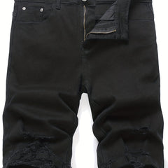 Men's Ripped Denim Shorts - Casual Street Style