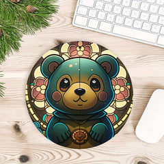 Bear Round Mouse Pad Small Size 7.87X7.87X0.1 Inch