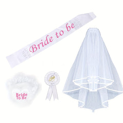 Bridal Set w/ Shoulder Strap, Garter, Patch & Veil