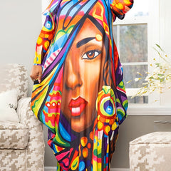Cartoon Figure Long Sleeve Casual Dress