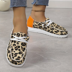 Leopard Pattern Loafers Lace Up Slip On Shoes