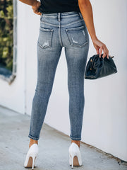Women's Ripped Stretchy Skinny Leg Jeans Casual Denim Pants