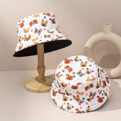 Puppy Print Family Bucket Hat Cartoon Dog Reversible Basin Hat