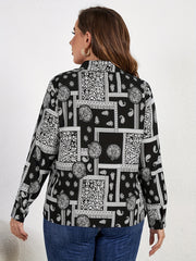 Boho Blouse Women's Plus Paisley & Scarf Print Long Sleeve