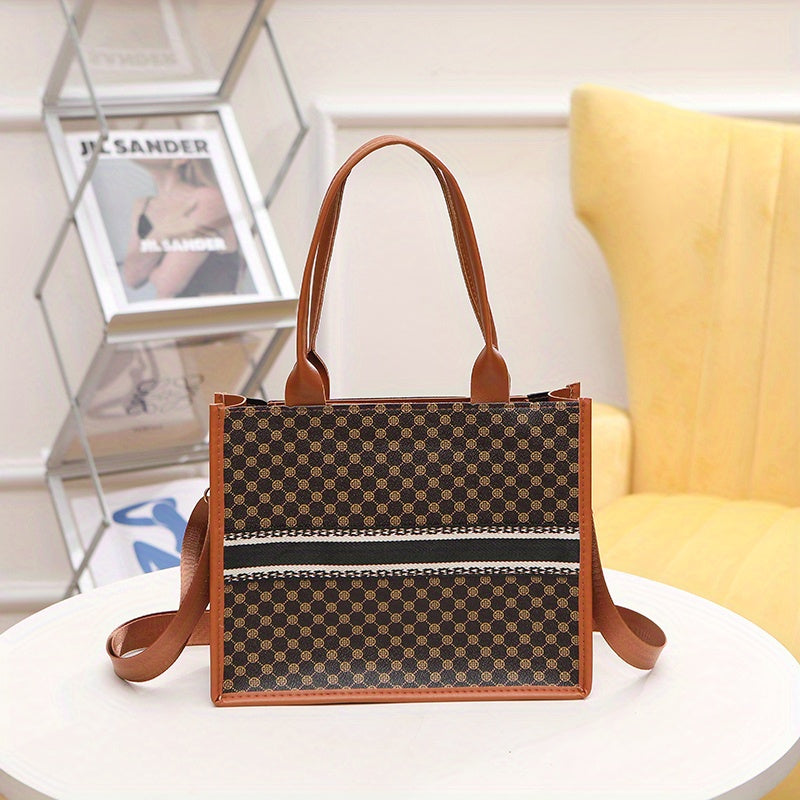 Women's Geometric Pattern Crossbody Bag Large Capacity Mobile Phone Handbag