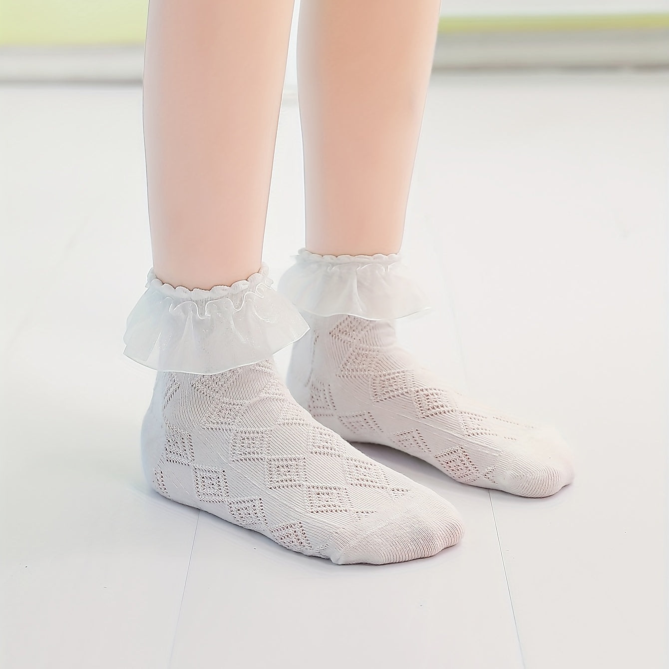 5 Pairs Princess Style Lace Mid Tube Socks For Girls