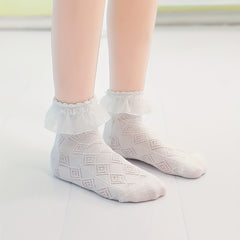 5 Pairs Princess Style Lace Mid Tube Socks For Girls