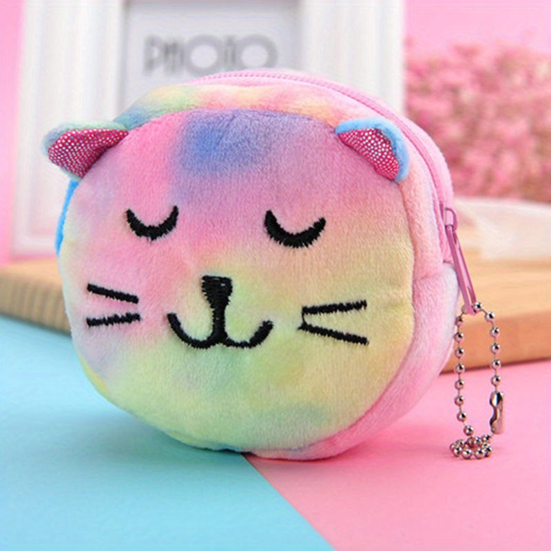 Cartoon Bear Cat Plush Coin Purse Wallet Outdoor Traveling Holiday Gift