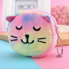 Cartoon Bear Cat Plush Coin Purse Wallet Outdoor Traveling Holiday Gift
