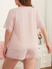 Women's Casual Pajama Set Short Sleeve Tee & Shorts 2 Piece
