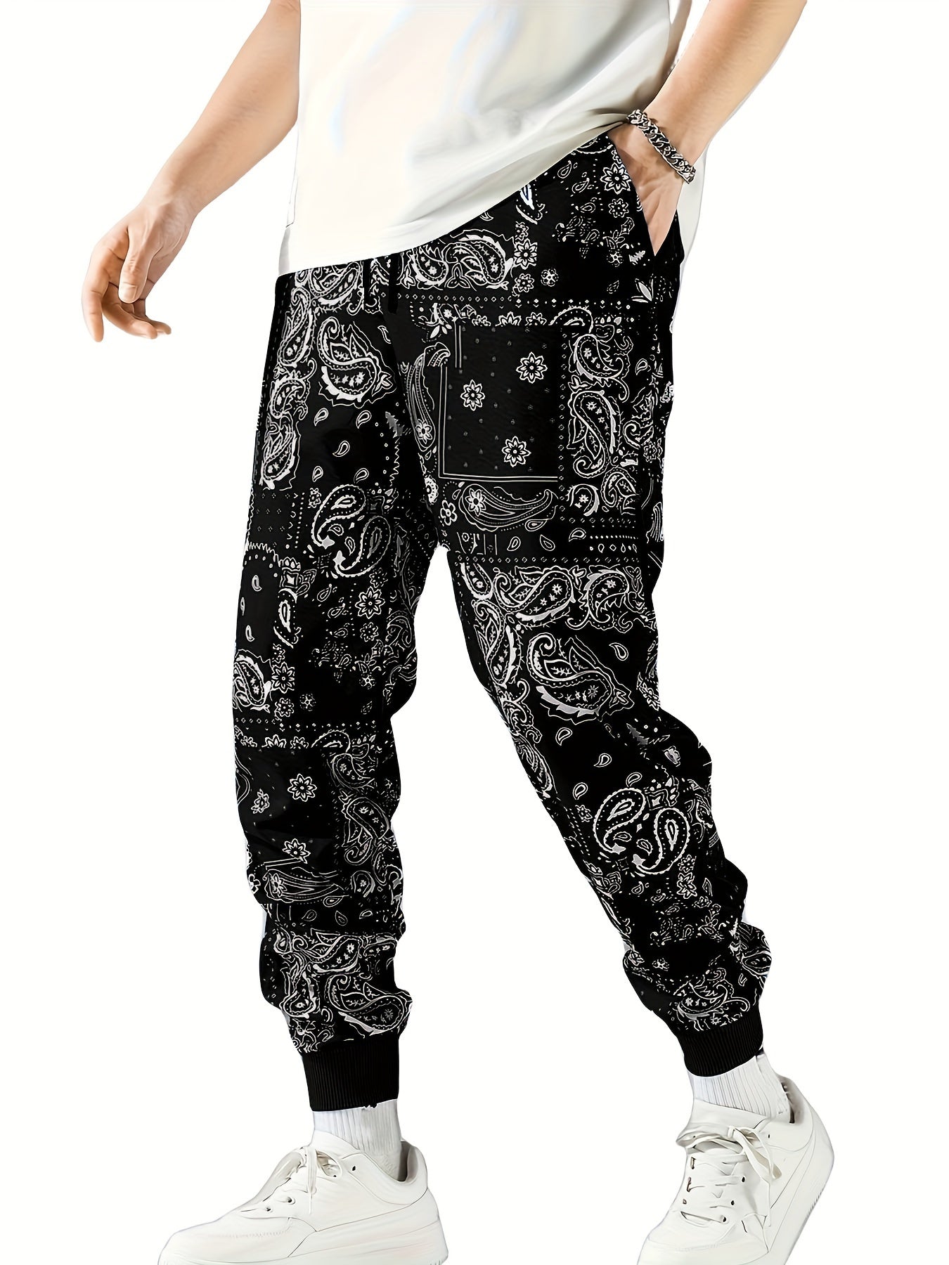 Men's Paisley Graphic Joggers Active Stretch Sports Pants