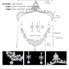 Bridal Rhinestone Jewelry Set: Crown, Hairpiece, Vine Neck