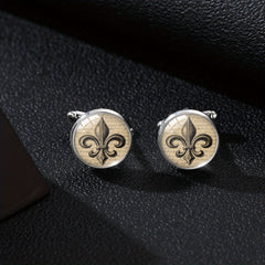 Brown Lily Flower Cufflinks on Handwritten Background - Gift for Boyfriend